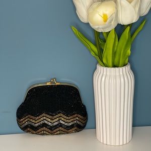 Vintage Gold & Black Sequin Clutch
